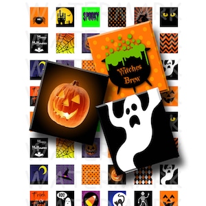 Happy Halloween Digital Collage Sheet .75 x .83 Scrabble Size INSTANT DOWNLOAD image 1