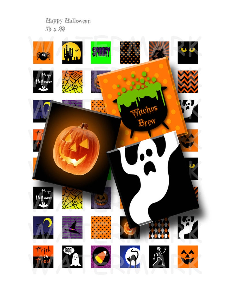 Happy Halloween Digital Collage Sheet .75 x .83 Scrabble Size INSTANT DOWNLOAD image 1