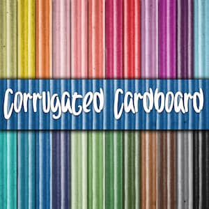 Papel digital de cartón corrugado - Texturas y fondos coloridos - 24 colores - 12 x 12 pulgadas - Uso comercial - DESCARGA INMEDIATA
