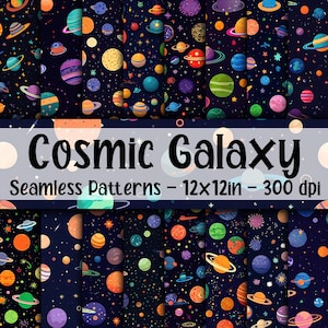 Cosmic Galaxy NAADLOZE patronen - ruimte digitaal papier - 16 ontwerpen - 12 x 12 in - commercieel gebruik - naadloze planeten digitaal papier