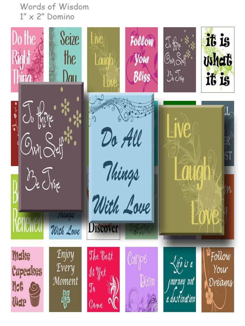 Words of Wisdom - Digital Collage Sheet - 1 X 2 Inch Domino - INSTANT ...