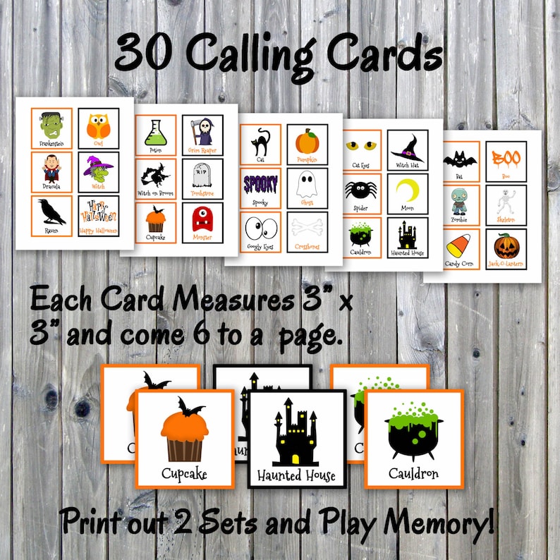 Halloween Bingo Printable PDF 30 Different Cards Half Page - Etsy