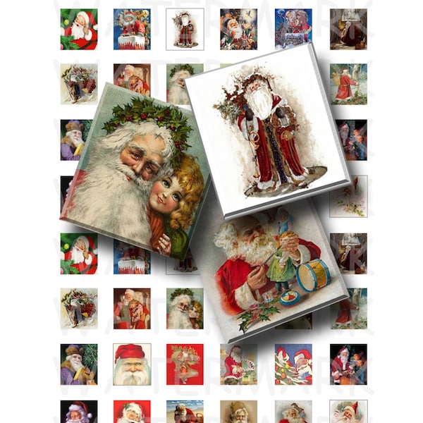 Vintage Santa Claus - Digital Collage Sheet   - .75 x .83 Scrabble Size - INSTANT DOWNLOAD