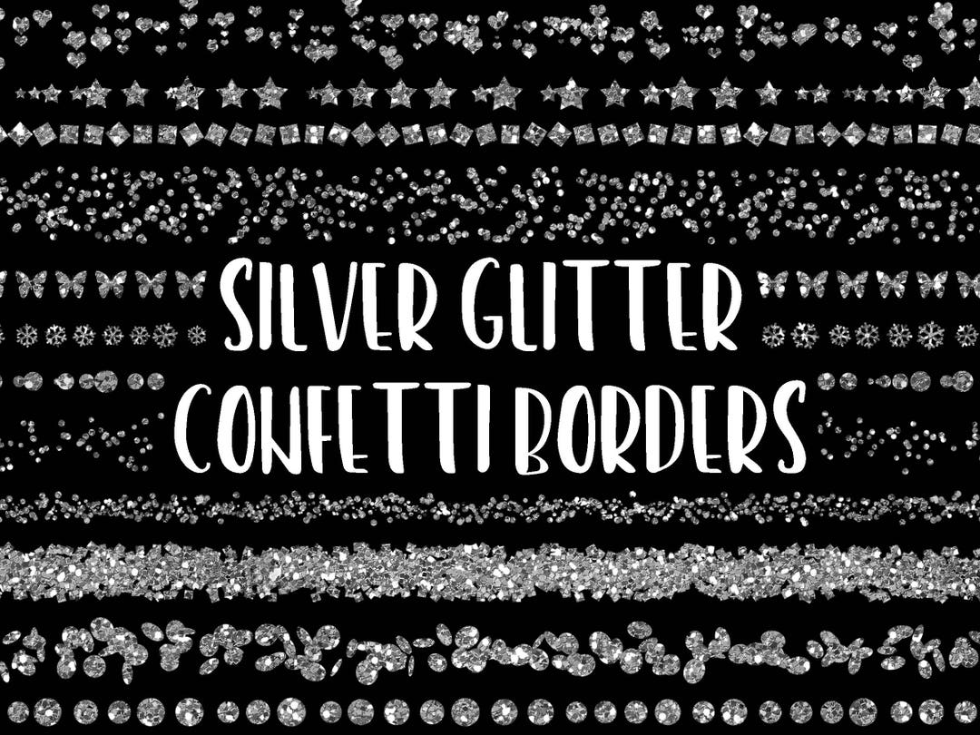 Silver Glitter Confetti Borders (331723)