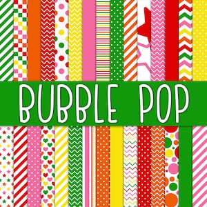 Papel digital Bubble Pop - Paquete de papel digital colorido - 30 papeles - 12 x 12 pulgadas - Uso comercial - DESCARGA INMEDIATA