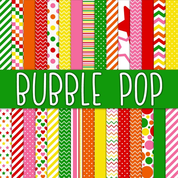 Bubble Pop Digital Paper - Colorful Digital Paper Pack -  30 Papers - 12in x 12in - Commercial Use -  INSTANT DOWNLOAD