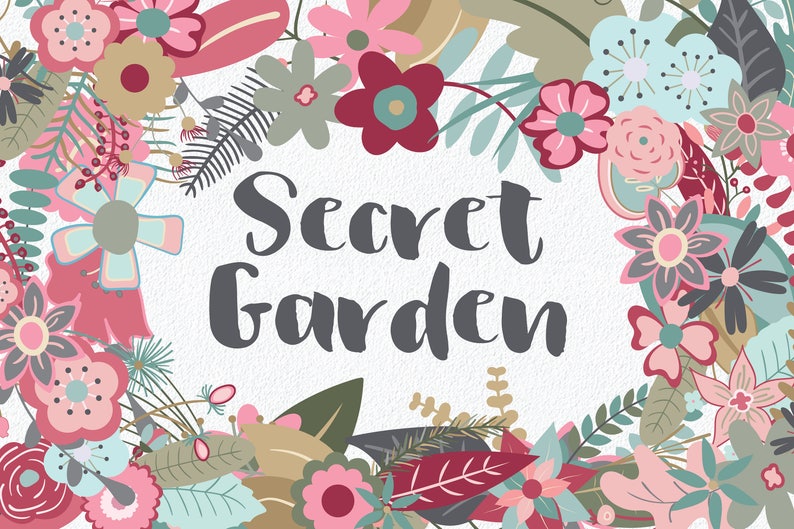 Secret Garden Floral Elements and Bouquets Commercial Use Vector Clipart 145 Images in PNG, AI and EPS format INSTaNT DOWNLoAd image 1