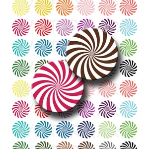 Wavy Sunburst Colors - Digital Collage Sheet  - 1 inch Round Circles - Commercial Use - INSTANT DOWNLOAD