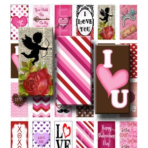 Heureuse Saint-Valentin - numérique feuille de Collage - 1 x 2 po Domino - INSTANT DOWNLOAD