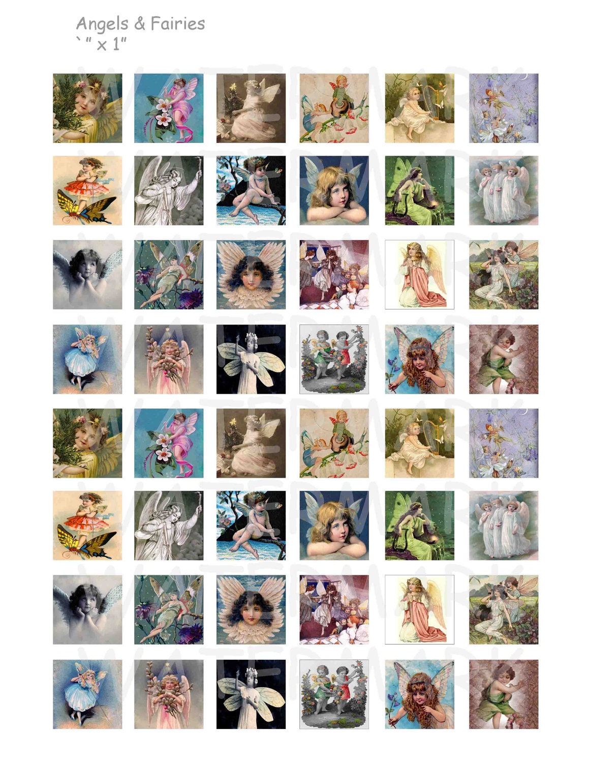 Angels and Fairies - Digital Collage Sheet - 1 Inch (1 X 1) - INSTANT ...