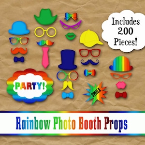 Conjunto de decoração e adereços para cabine de fotos Rainbow - para impressão - inclui 200 imagens em formato Jpeg e PDF - download digital - DOWNLOAD INSTANTÂNEO