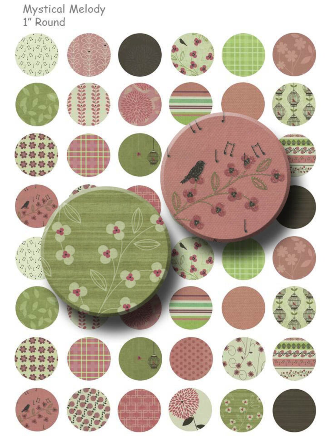 Mystical Melody Digital Collage Sheet 1 Inch Round Circles