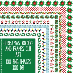 Weihnachten Ränder und Rahmen Clip Art - 100 digitale Weihnachts Clip Art Bilder - 20 Designs - Kommerzielle Nutzung Clipart (PNG) - SOFORT DOWNLoAd