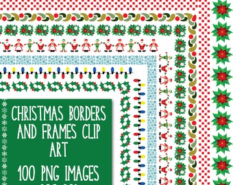 Christmas Borders and Frames Clip Art - 100 Digital Christmas Clip Art Images - 20 Designs - Commercial Use Clipart (PNG) - INSTaNT DOWNLoAd