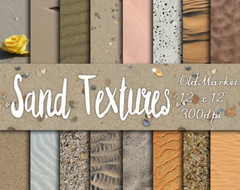 Sand Textures Digital Paper - Beach and Desert Sand Backgrounds - 16 Designs - 12in x 12in - Commercial Use - INSTANT DOWNLOAD