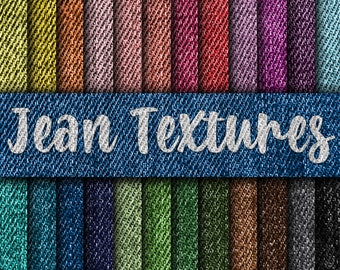 Jean Textures Digital Paper - Colorful Jean Textures and Backgrounds -  24 Colors - 12in x 12in - Commercial Use -  INSTANT DOWNLOAD