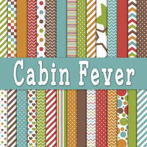 Cabin Fever Digital Paper - Bright Colors Digital Paper Pack - 30 Papers - 12in x 12in - Commercial Use -  INSTANT DOWNLOAD