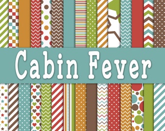 Cabin Fever Digital Paper - Bright Colors Digital Paper Pack - 30 Papers - 12in x 12in - Commercial Use -  INSTANT DOWNLOAD