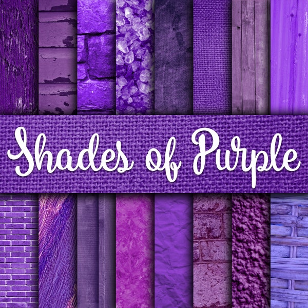 Shades of Purple Digital Paper - Purple Backgrounds - Purple Textures - 16 Designs - 12in x 12in - Commercial Use - INSTANT DOWNLOAD
