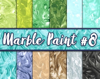 Marble Paint Digital Paper Set #8 - Marble Paint Textures - Marble Backgrounds - 12 Colors - 12in x 12in - Commercial Use - INSTANT DOWNLOAD