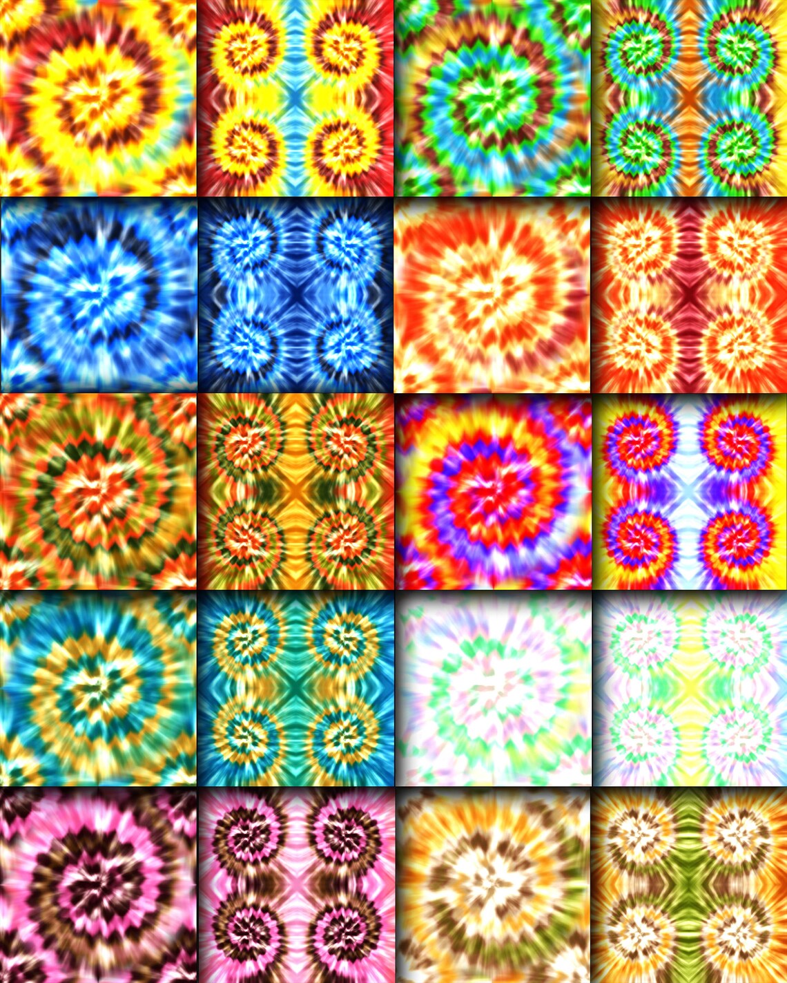 Tie Dye Digital Paper Set 4 Seamless Colorful TieDye Etsy