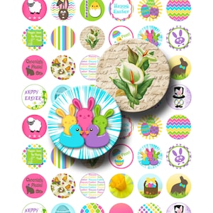 Happy Easter - Digital Collage Sheet - 1 Inch Round Circles - INSTANT ...