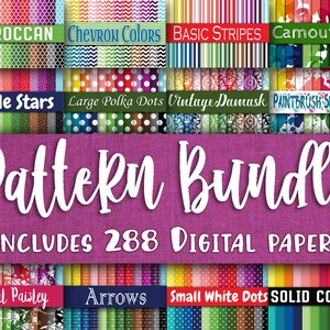 Pattern Variety Bundle - Includes 288 Digital Papers - Colorful Digital Textures Scrapbook paper Backgrounds -  12x12in - Commercial Use