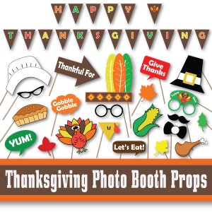 Thanksgiving Photo Booth Props and Decorations - Printable Props and Banner - Over 40 Images - Digital Download- INSTaNT DOWNLoAD