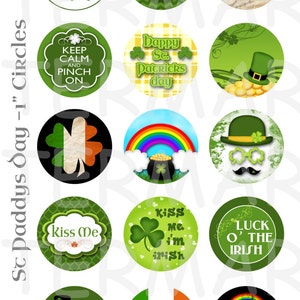 St Patricks Day - 4 x 6 Digital Collage Sheet  - 1 inch Round Circles - INSTANT DOWNLOAD