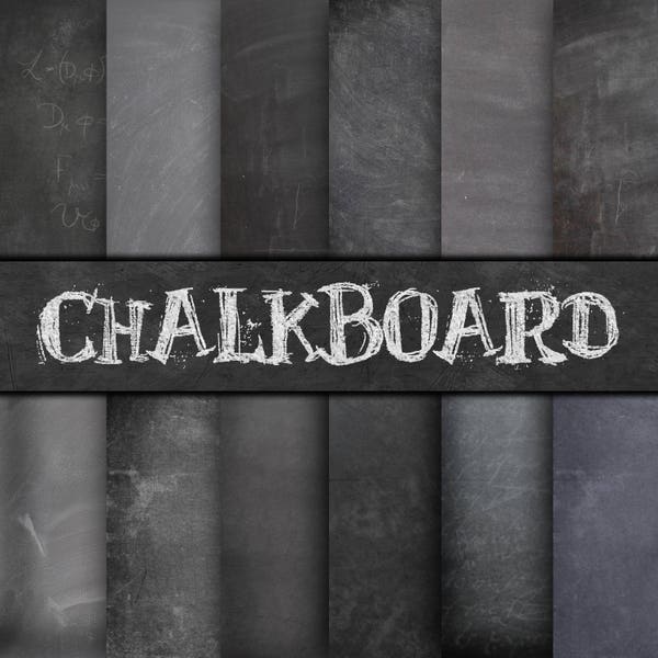 Chalkboard Digital Paper - Blackboard Backgrounds - 8.5"x11" and 12"x12" - Commercial Use Chalkboards - INSTANT DOWNLOAD