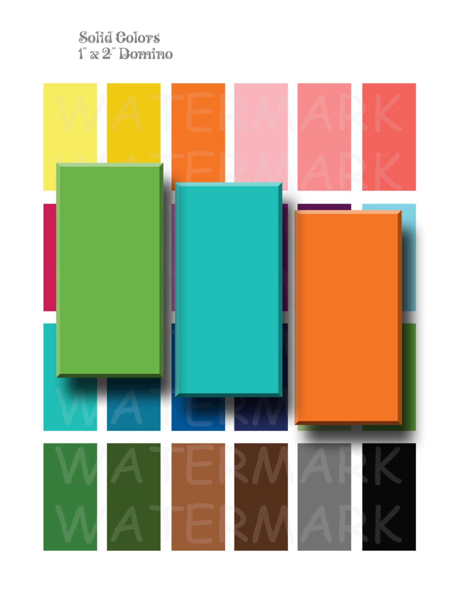 Solid Colors - Digital Collage Sheet - 1 X 2 Inch Domino - INSTANT ...