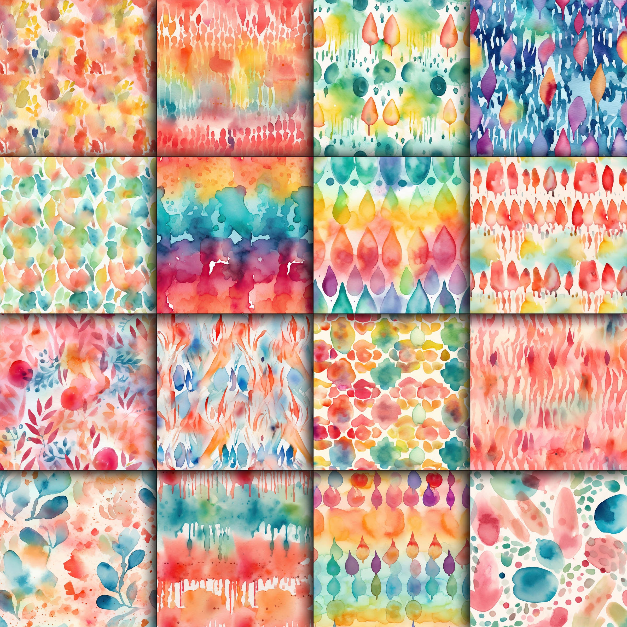 Wacky Pattern Material Wacky Watercolor SEAMLESS Patterns - Abstract Watercolor Digital Paper ...