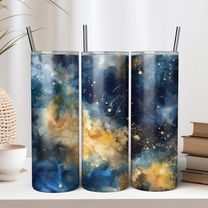 Starry Night Galaxy 20 oz Skinny Tumbler Design de sublimação - Download digital instantâneo PNG - Envoltório de copo sem costura