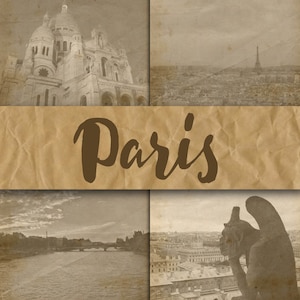 Paris Digital Papers - Photographs of Paris - Paris France Digital Backgrounds - 12 Designs - 12in x 12in - Commercial Use