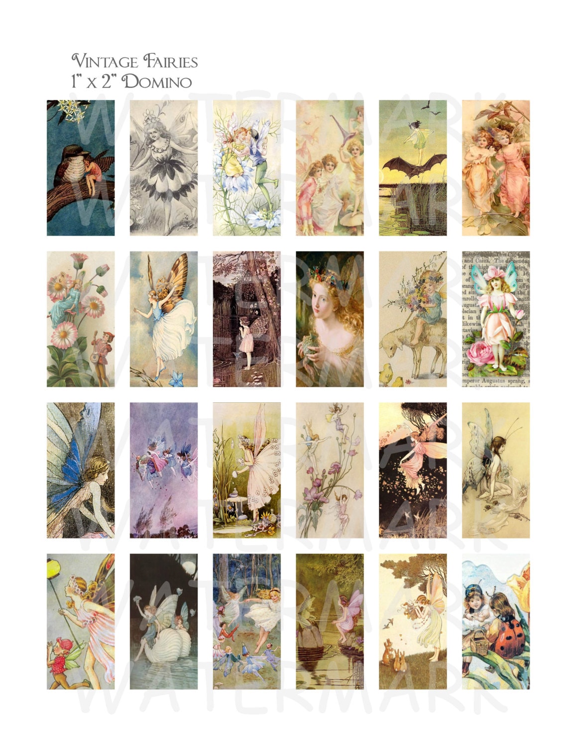 Vintage Fairies - Digital Collage Sheet - 1 X 2 Inch Domino - INSTANT ...