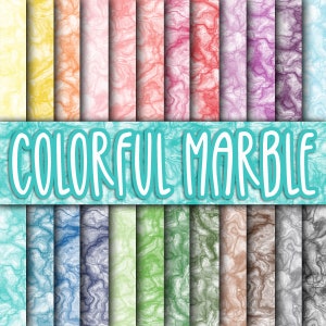 Colorful Marble Digital Paper - Marble Backgrounds and Textures - 24 Colors - 12in x 12in - Commercial Use - Sublimation