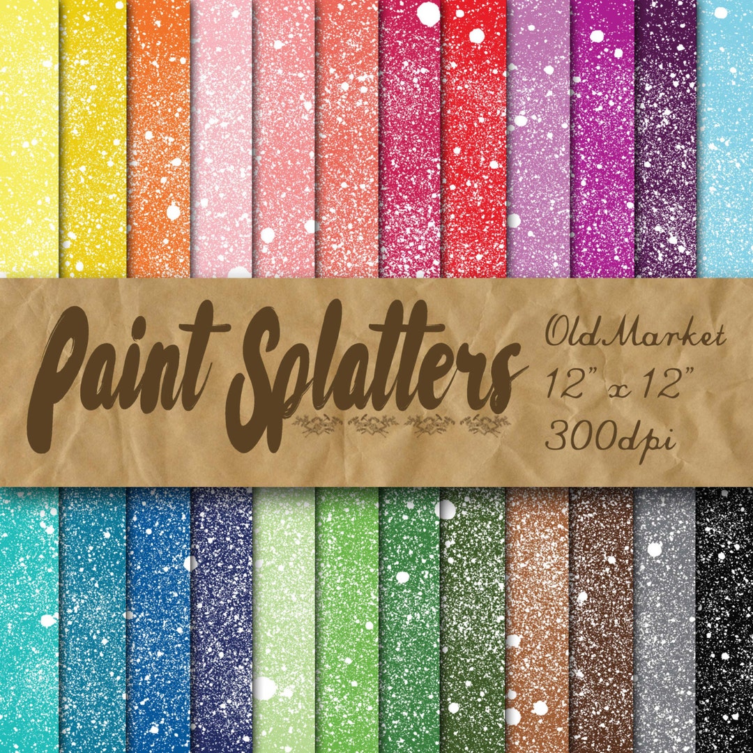 Paint Splatters Digital Paper White Paint Splatter Textures 24 Colors