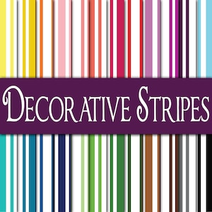 Decorative Stripes Digital Paper - Colorful Striped Backgrounds -  24 Colors - 12in x 12in - Commercial Use -  INSTANT DOWNLOAD