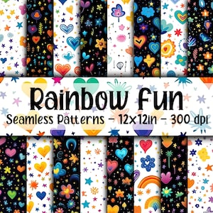 Rainbow Fun NAADLOZE patronen - Rainbow digitaal papier - 16 ontwerpen - 12 x 12 in - commercieel gebruik - kleurrijke regenboogpatronen