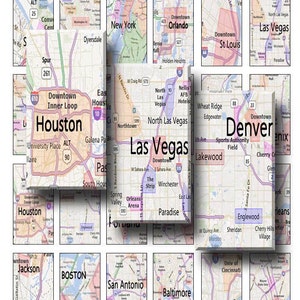 City Maps - Digitale Collage Druckvorlage - 25 x 5 cm Domino - SOFORT DOWNLOAD