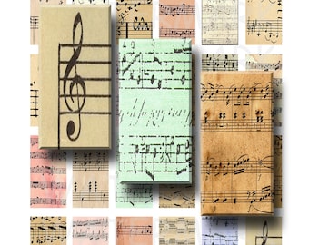 Sheet Music - Digital Collage Sheet - 1 x 2 inch Domino - INSTANT DOWNLOAD