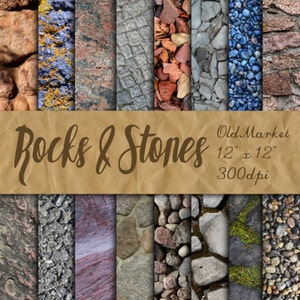 Digitaal papier Rocks and Stones - Rock and Stone-texturen - 16 ontwerpen - 12 x 12 inch - commercieel gebruik - INSTANT DOWNLOAD