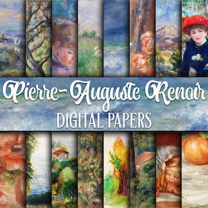 Pierre-Auguste Renoir Paintings Digitaal papier - Renoir-schilderijen en digitale achtergronden - 16 ontwerpen - 12 x 12 inch - commercieel gebruik