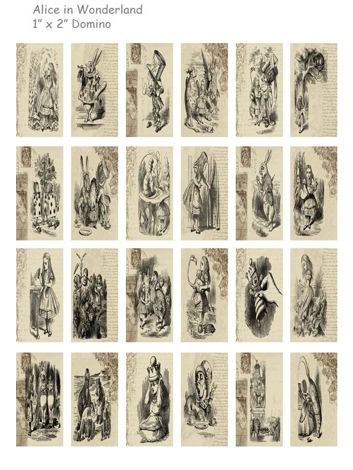Alice in Wonderland Digital Collage Sheet 1 X 2 Inch | Etsy