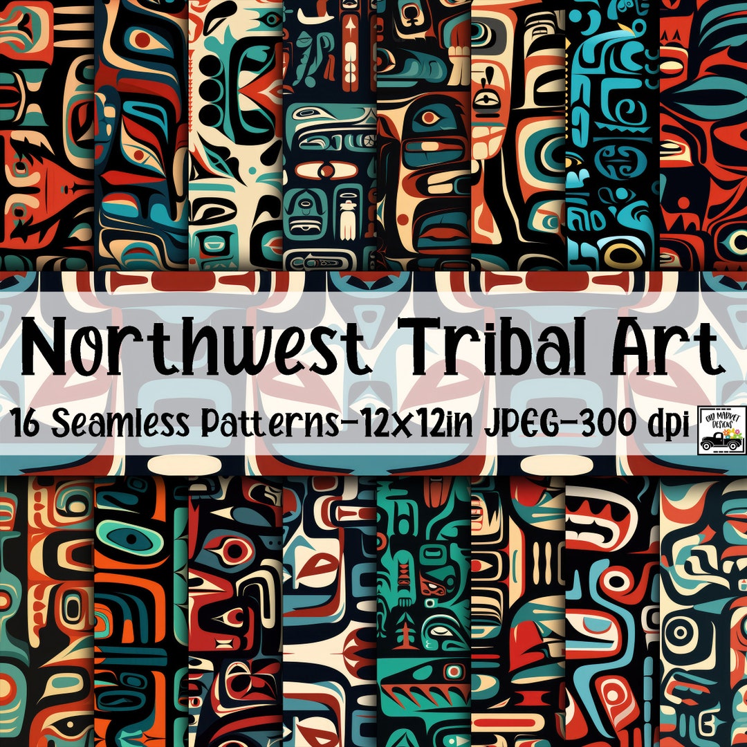 Northwest Tribal Art NAADLOZE patronen - Tribal digitaal papier - 16  ontwerpen - 12 x 12 inch - commercieel gebruik - tribale patronen - Etsy  België, image size:1080x1080