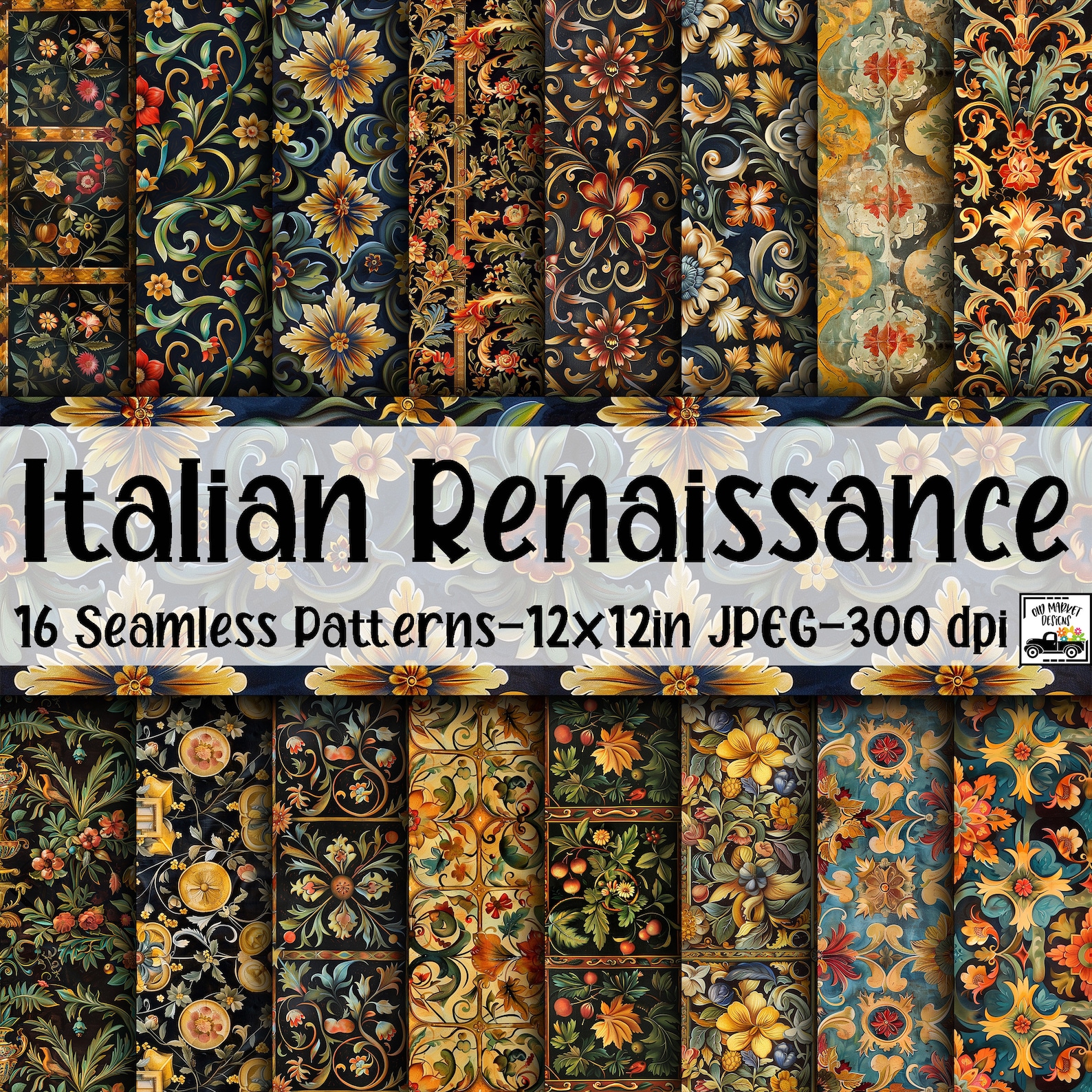 Italian Renaissance Paintings SEAMLESS Patterns - Italian Renaissance ...