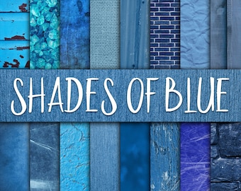 Shades of Blue Digital Paper - Blue Backgrounds - Blue Textures - 16 Designs - 12in x 12in - Commercial Use - INSTANT DOWNLOAD