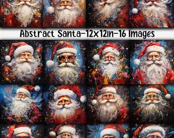 Abstract Santa Claus Digital Papers - Christmas Santa Backgrounds - 16 Designs - 12in x 12in - Commercial Use - Santa Paintings