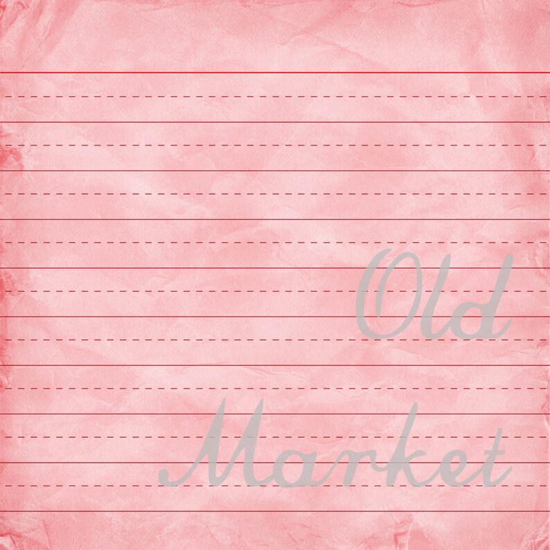 Op de afbeelding: Roze gestreept papier met de woorden "Old Market" in cursief in grijs geschreven.