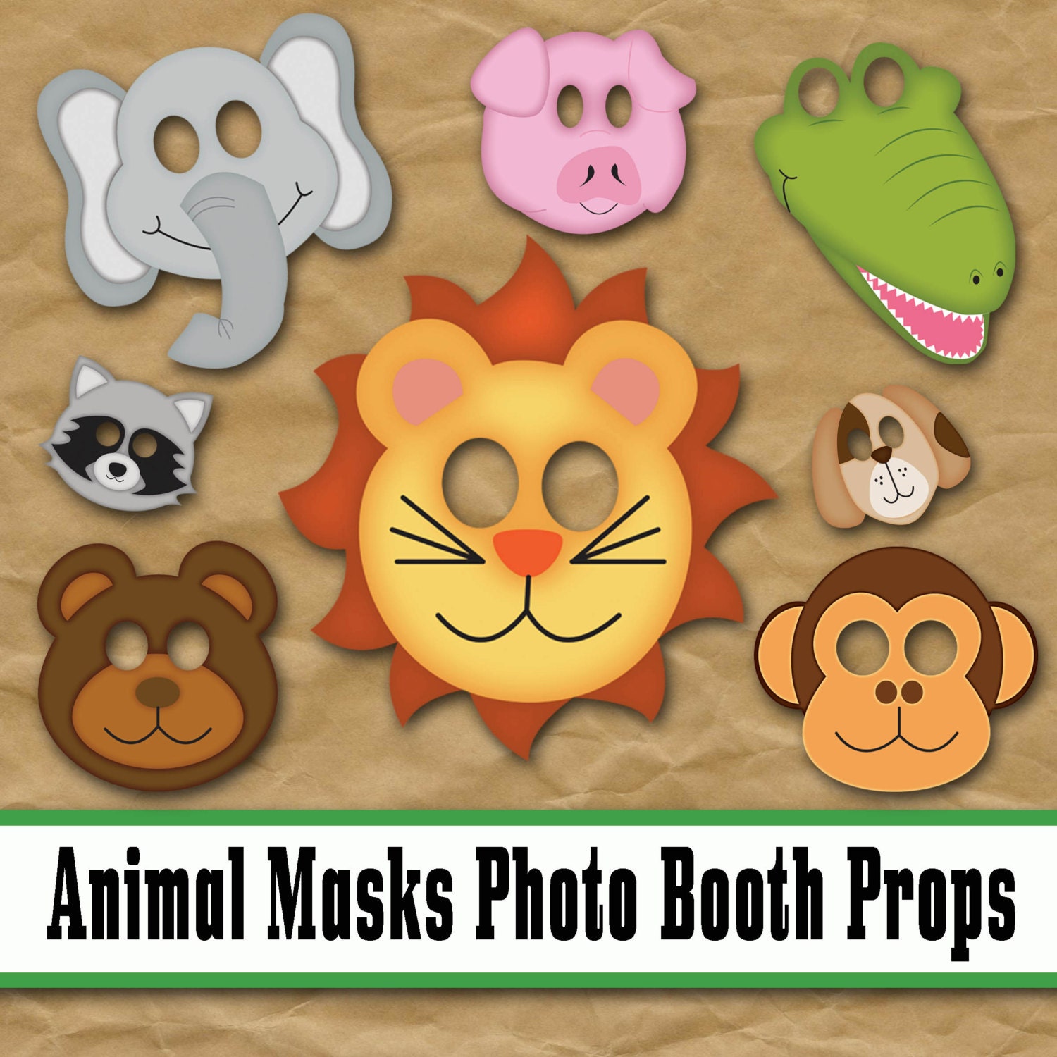 Animal Face Masks Photo Booth Props Printable Masks 16 Full Page